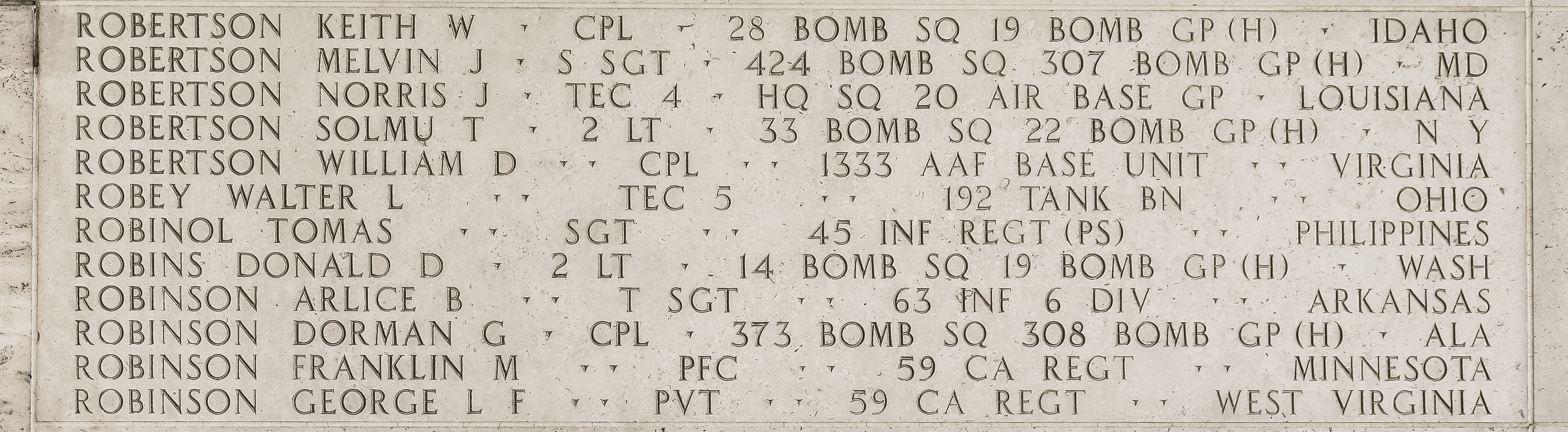 Arlice B. Robinson, Technical Sergeant